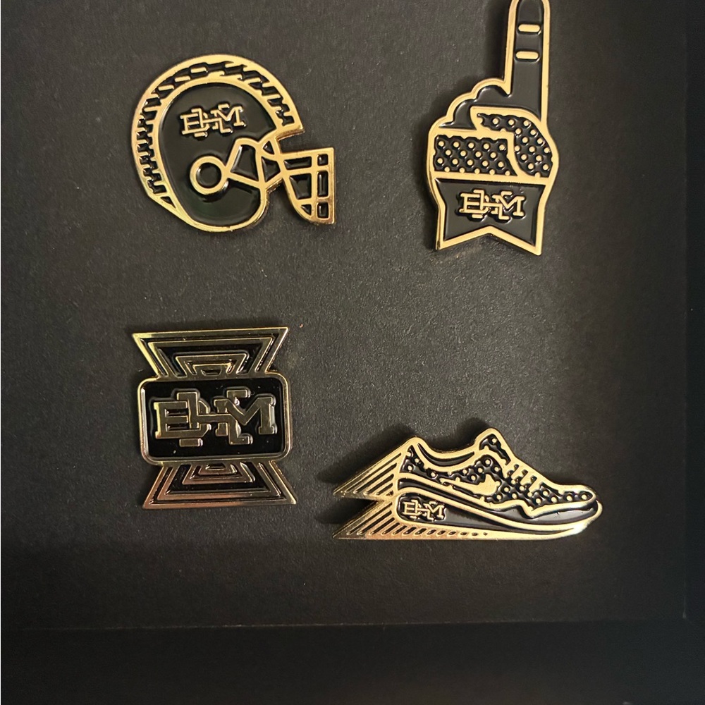 Nike Gold and Black Enamel Pin Set